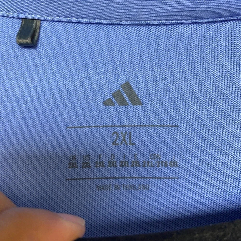 Adidas Polo Shirt Mens 2XL Blue Performance Short Sleeve Collared Casual Logo